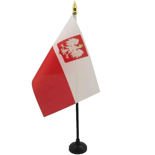 Zeitlich begrenztes Angebot: AZ FLAG - Tischflagge Polen Mit Adler - 15x10 cm Goldene Splitze - Polnische Tischfahne 10 x 15 Cm - Flaggen von 7.95 € auf 7.95 € (0.00% Rabatt)
