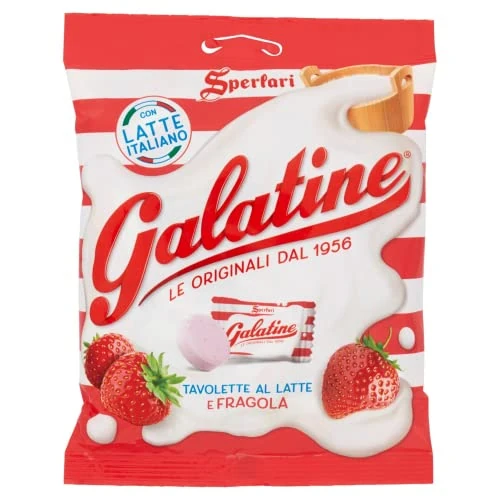 Offerta a tempo: Galatine - Caramelle al Latte e Fragola, Busta di Tavolette al Latte - Sacchetto da 115g - 8% da 2.29 € a 2.10 €