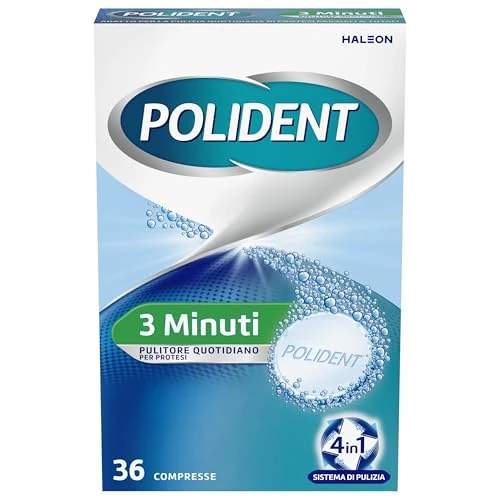 Offerta a tempo: Polident 3 Minuti, Pulitore Quotidiano per Igiene della Protesi Dentale, Pulizia Profonda, 36 Compresse - 24% da 5.11 € a 3.86 €