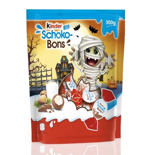 Offerta a tempo: Kinder Schoko-Bons, Ovetti di Cioccolato al Latte con Nocciole, 300g | 14 Ovetti al Cioccolato al Latte con Morbido Cuore alle Nocciole e Riso Soffiato Croccante, da condividere ad Hallowen - 19% da 6.99 € a 5.63 €