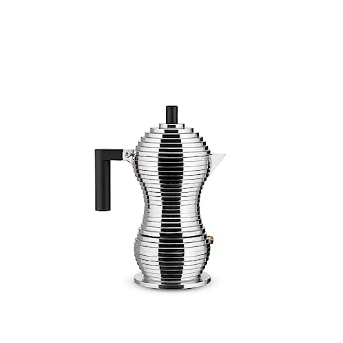 Alessi Pulcina MDL02/3 B - Caffettiera per Espresso di Design in Fusione d'Alluminio e PA, 3 Tazze, Nero
