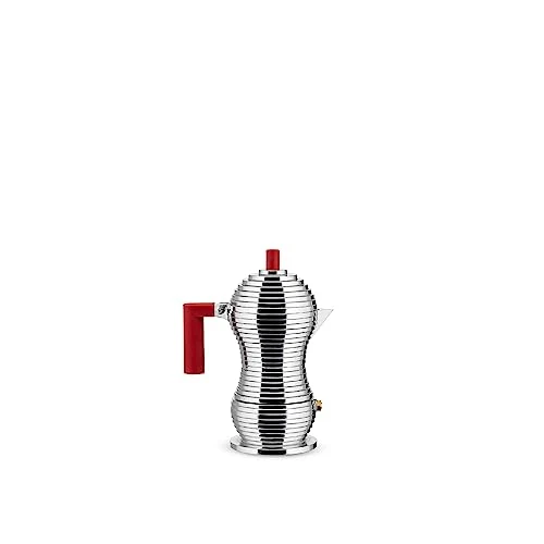 Limited-time offer: Alessi MDL02/1 R Cast Aluminium Espresso Coffee Maker with a Polyamide Handle & Knob, Aluminium, red, 1 Cup from 65.00 £ to 61.03 £ (save 6%)