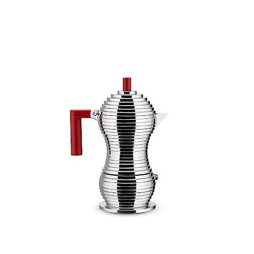 Alessi Pulcina MDL02/3 R Cafetera de Diseño en Fundición, Aluminio y PA, Rojo, 3 tazas