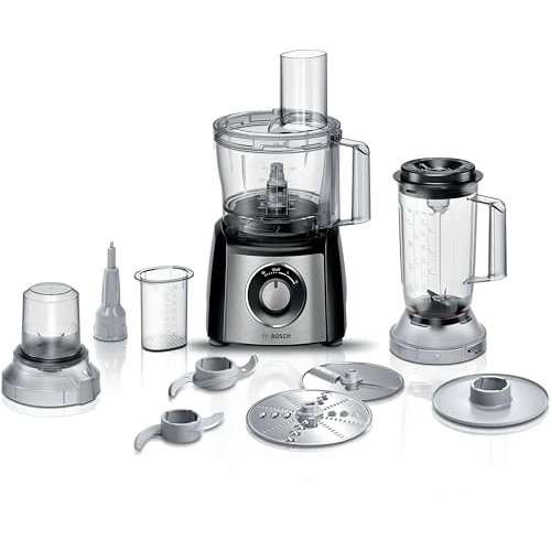 Offerta a tempo: Bosch Robot da Cucina Multifunzione Compatto MCM3501M, Oltre 50 Funzioni, 800 W, Ciotola 2,3 L, Accessorio Frullatore e Tritatutto Inclusi, Tanti Accessori per Macinare, Affettare, Impastare, Nero - 5% da 91.90 € a 86.99 €