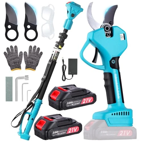 Offerta a tempo: Forbici da Potatura Elettriche con Asta Telescopica 2M, 50mm Forbici a batteria 2000mAh, Lame SK5, Display Digitale, Sicurezza Avanzata – Ideale per Alberi da Frutto, Parco, Ulivi, Viti e Giardinaggio - 0.00% da 103.99 € a 103.99 €