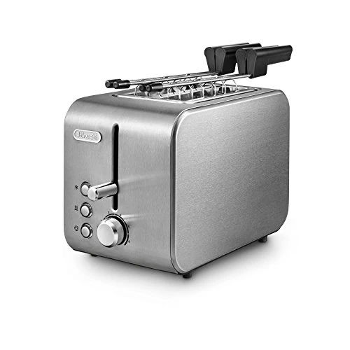 Tijdelijke aanbieding: De'Longhi CTX2203.S Broodrooster met tang, trapsgewijze controle van de roostergraad, 3 functies, kruimellade, antislip voeten, vermogen 550 watt, kunststof, zilver van 55.00 € naar 55.00 € (0.00% korting)