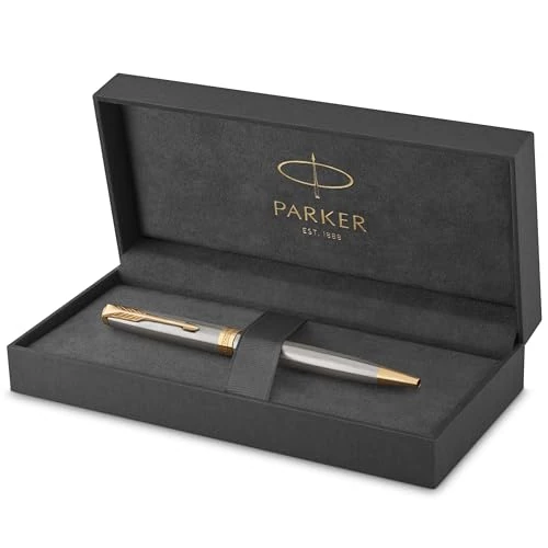 Offerta a tempo: Parker Sonnet penna a sfera | acciaio inossidabile con finiture in oro | pennino medio | Materiale scolastico | Confezione regalo - 41% da 94.04 € a 55.69 €