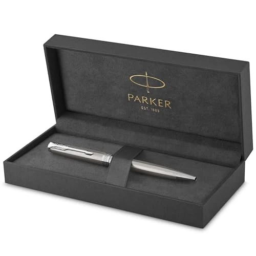 Parker Sonnet - Bolígrafo (de acero inoxidable, con adorno acabado en paladio y punta media, en estuche)