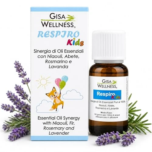 Offre limitée : Gisa Wellness - RESPIRO KIDS - Synergie d'Huiles Essentielles Balsamiques pour Enfants - [15ml] - Parfum d'Ambiance - Aromathérapie - Compatible avec Gisa Wellness Polipini - Fabriquée en Italie de 9.85 € à 9.85 € (0.00% de remise)