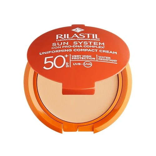 Rilastil Sun System Fondotinta Compatto Colore Beige, Coprente, Cremoso, SPF 50+, Resistente all'Acqua per Tutti i Tipi Pelle, 10g