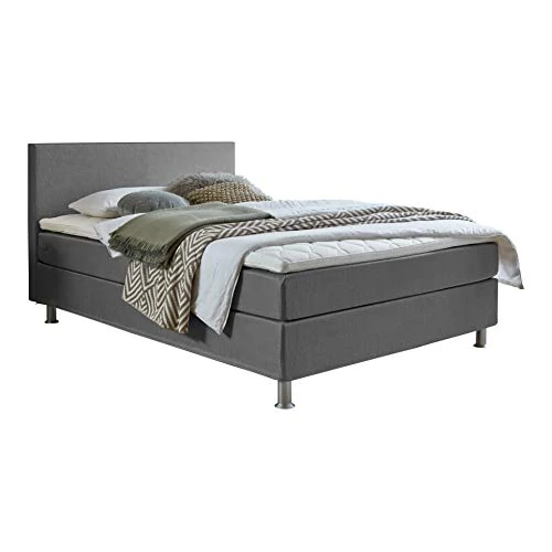 Atlantic Home Collection EDISON Boxspringbed, 120 x 209 cm, hardheidsgraad H2, inclusief topper, grijs