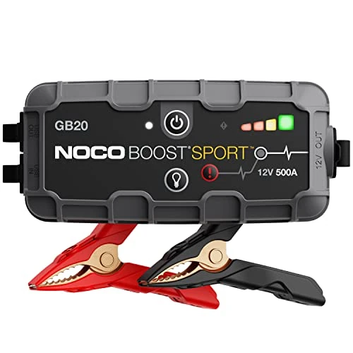 NOCO Boost GB20: Avviatore di Emergenza UltraSafe 500A – Booster Batteria al Litio 12V, Caricabatteria Portatile Power Bank e Cavi Avviamento – Per Motori Benzina fino a 4.0L