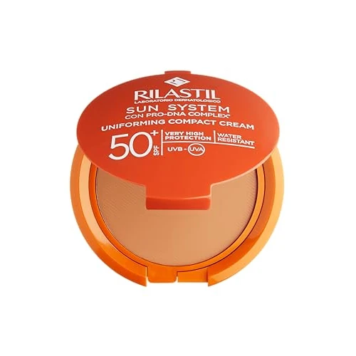 Rilastil Sun System - Base Compacta con Spf 50+, Corrige Imperfecciones y Unifica el Tono, Resistente al Agua - Tono Bronze, 10 Gramos