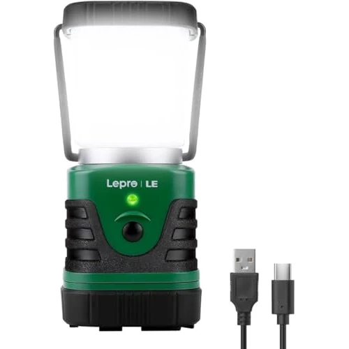Lepro Lanterne Camping LED Rechargeable, Lampe Camping Puissante 1000Lm Dimmable, Lampe Torche 360° Eclairage 4 Modes, Etanche Portable Suspendue, pour Camping, Bricolage, Secours, Garage, Cave, etc.