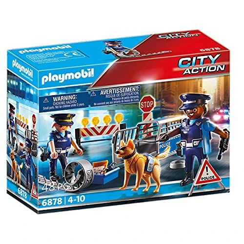 Offre limitée : Playmobil 6878 Barrage de Police - City Action - Comprend Deux policiers avec Leur équipement, Un Chien, Une Cage, Trois plots et des Accessoires - Dès 4 Ans de 13.49 € à 12.09 € (10% de remise)