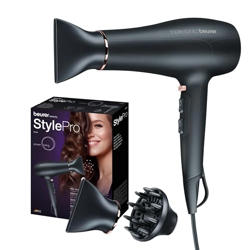 Offerta a tempo: Beurer HC 50 Asciugacapelli agli ioni, Phon con 2 livleli di ventilazione e 3 di temperatura, 2200 watt, antistatico, con 2 accessori: bocchetta per lo styling e diffusore di volume - 35% da 45.99 € a 29.99 €