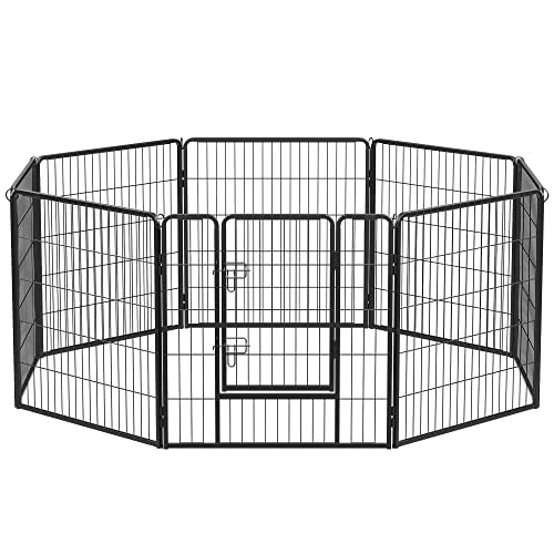 Zeitlich begrenztes Angebot: Feandrea Freilaufgehege, Laufstall DIY, mit 8 Gitterplatten je 77 x 80 cm, 2 L-förmige Riegel, transportabel, für innen und außen, extra große Haustiere ohne Halsband, schwarz PPK88H von 79.99 € auf 79.99 € (0.00% Rabatt)