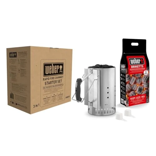 Oferta ograniczona: Weber Zestaw Rozpalania - Rapidfire Starter Set, Komin do Rozpalania - Duży (32cm), 2kg Brykietu i 6 Kostek do rozpalania, Idealny Pakiet Startowy do Wszystkich Grilli Węglowych (3400375) z 154.03 PLN na 154.03 PLN (zniżka 0%)
