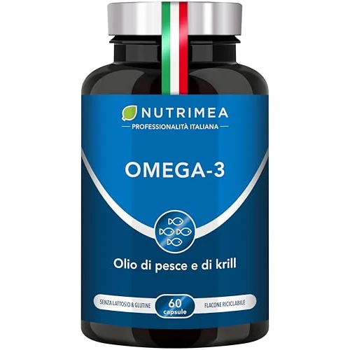 Offerta a tempo: Omega 3 | Nuova Formula | Krill Antartico | Olio di Pesce | Antiossidante | Funzioni Cognitive e Salute del Cuore | Alta Concentrazione di EPA/DHA e Astaxantina | 60 Capsule | Nutrimea - 45% da 21.90 € a 11.99 €