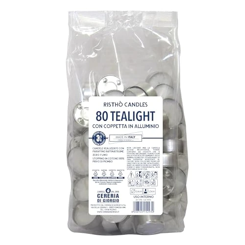 Limited offer: Cereria di Giorgio Tealight Diameter 3.5 cm Height 1.8 cm-80 Pieces - Duration 3 Hours, Paraffin Wax, White, 6.3 cm, Unit from 7.79 EUR to 3.99 EUR (save 49%)