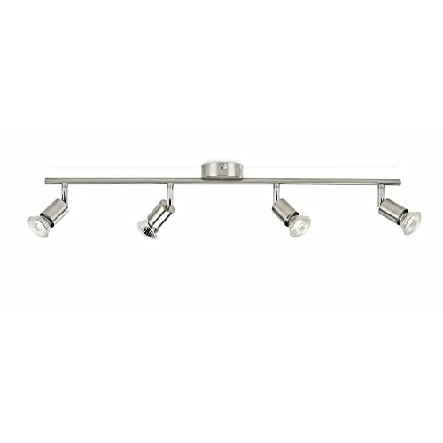 Philips Limbali Decken-/Wandleuchte mit 4 Spots, einfache ClickFix-Installation, ohne Leuchtmittel (GU10) , Nickel, IP20, blend- und flimmerfrei