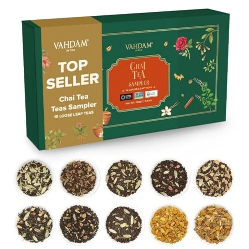 Offerta a tempo: VAHDAM, Set regalo Chai sfuso (10 tè di Natale) – Spezie 100% naturali, Masala Chai originale dell’India | Set degustazione Natale | Regali di Natale 2025 - 19% da 17.99 € a 14.54 €