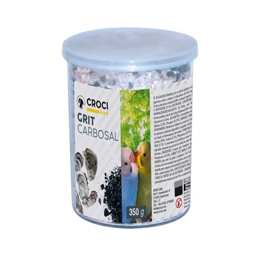 Offerta a tempo: Croci Grit Carbosal 350g - Miscela Minerale per volatili con Calcio e Carbone Vegetale, con Gusci di Ostrica, favorisce la Digestione, per Canarini, Pappagalli ed Uccelli Esotici - 48% da 9.60 € a 4.99 €