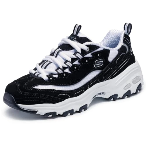 Oferta limitada: Skechers Mujer D'Lites Biggest Fan Trainers, Black Trubuck/White Mesh/ Silver Trim, 39 EU de 79.95 € a 50.43 € (ahorro 37%)