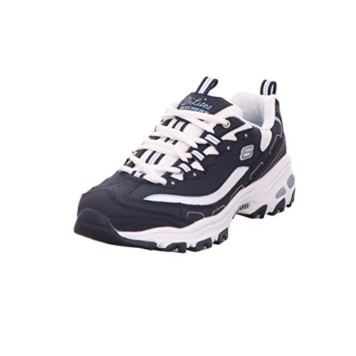 Skechers Femme D'lites Biggest Fan Shoes, Navy Trubuck White Mesh Carolina Blue Trim, 36 EU