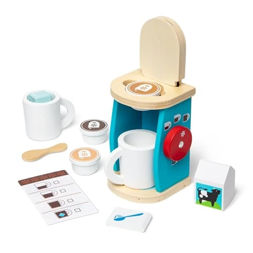 Limited offer: Melissa & Doug 11-Piece Brew and Serve Wooden Coffee Maker Set - Play Kitchen Accessories from 20.65 EUR to 15.30 EUR (save 26%)