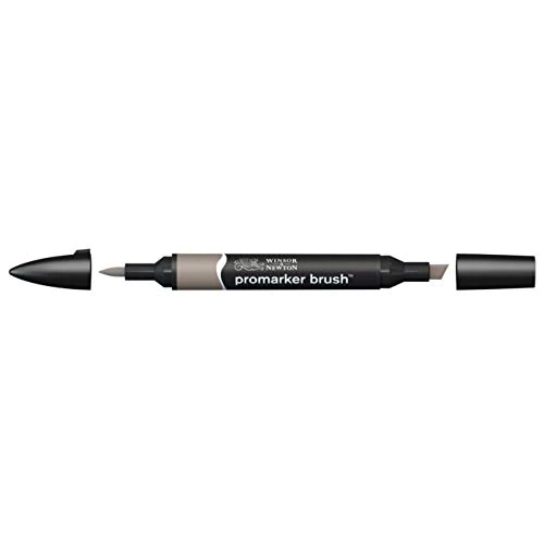 Winsor & Newton Promarker Brush - Rotulador Doble Punta, Punta Pincel, Tinta Base Alcohol, Color Warm Grey 4 (wg4)