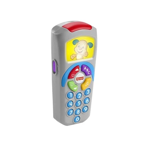 Fisher-Price Jouet D’Éveil Musical La Télécommande De Puppy Rires & Éveil, Stimulation Vue, Ouïe Et Motricité Fine, Jouet Enfant, A Partir De 6 Mois, Version: Italien, DLD33