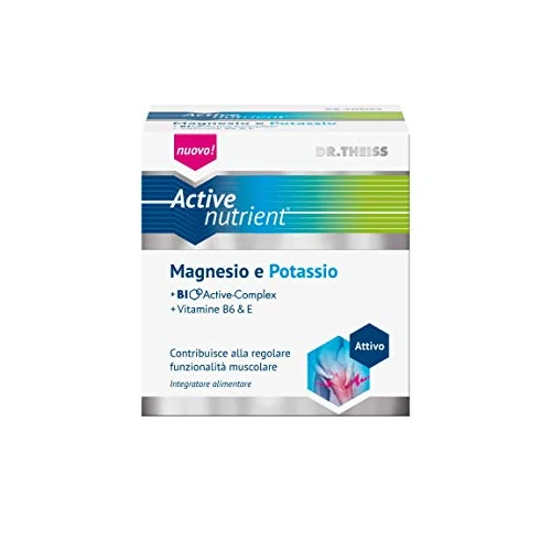 Active Nutrient Integratore Magnesio e Potassio 20 Bustine - Bio Active Complex con Vitamina B6 e Vitamina E - Integratori Sali Minerali Senza Glutine e Lattosio per Sport - Gusto Limone