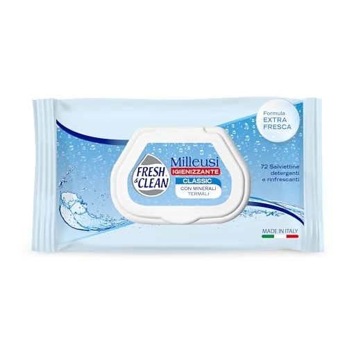 Offerta a tempo: Fresh & Clean - Salviettine Milleusi Igienizzanti Classic, Detergenti e Rinfrescanti, con Minerali Termali, 72 pezzi - 37% da 3.34 € a 2.09 €