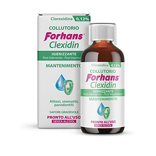 Oferta limitada: Forhans Clorhexidina, Enjuague Bucal Clexidina 0,12%, Antiséptico, Acción de Mantenimiento para Inflamaciones o Infecciones Postoperatorias de la Cavidad Oral, Sin Alcohol, Buen Sabor, 200 ml de 7.60 EUR a 7.26 EUR (ahorro 4%)