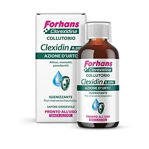 Offerta a tempo: Forhans Liquido Antisettico Clorhexidina Clexidin 0.20% Collutorio dal gusto gradevole, 200 ml - 32% da 7.60 € a 5.20 €