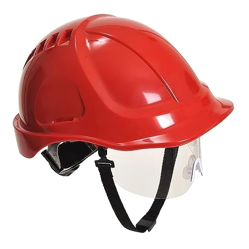 Limited-time offer: Portwest PW54 Endurance Plus Visor Workwear Safety Helmet Red from 16.39 GBP to 16.39 GBP (save 0%)