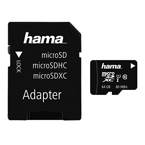 Hama microSDXC - Adaptador UHS-I Class1 C10 de 64 GB (533x / 80 MB/s), Cromado