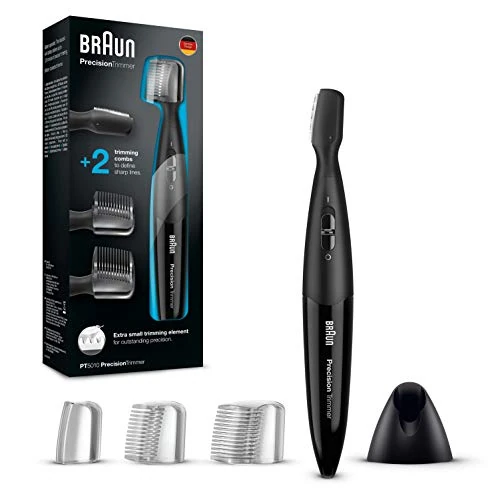 Offerta a tempo: Braun Precision Trimmer, RIFINITORE BARBA, 2 Pettini inclusi, per una Rasatura Flessibile e Impeccabile, Senza Fili, Idea Regalo, PT5010 Nero e Blue - 30% da 19.99 € a 13.99 €