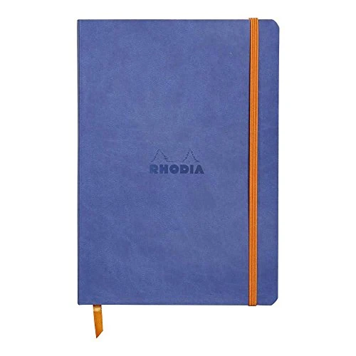 RHODIA 117458C - taccuino morbido ZAFFIRO - A5 14,8X21cm - Puntinato DOT - 160 pag. - Carta Clairefontaine Avorio 90g/m² - segnalibro, chiusura con elastico - Simil Cuoio - Collezione Rhodiarama