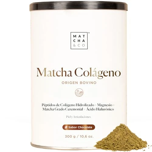 Offerta a tempo: Matcha Collagen gusto cioccolato. Con magnesio, tè matcha e acido ialuronico. Articolazioni, pelle e unghie. Peptidi di collagene di tipo I e III. Polvere di Matcha Collagen da 300 g - 50% da 32.95 € a 16.63 €