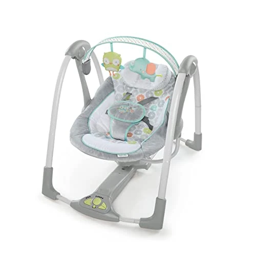 Offerta a tempo: Sedia a Dondolo Ingenuity Compact Swing - Hugs & Hoots Bianco Grigio - 32% da 99.99 € a 67.99 €