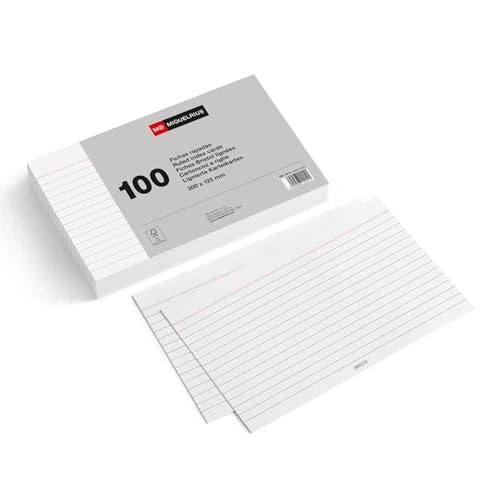 Limited-time offer: Miquelrius - Flashcards, Study Cards, 100 Lined Sheets, Size 200 x 125 mm, White Card 200 g/m², Office and School Supplies for Back to School from 10.50 £ to 10.50 £ (save 0.0%)