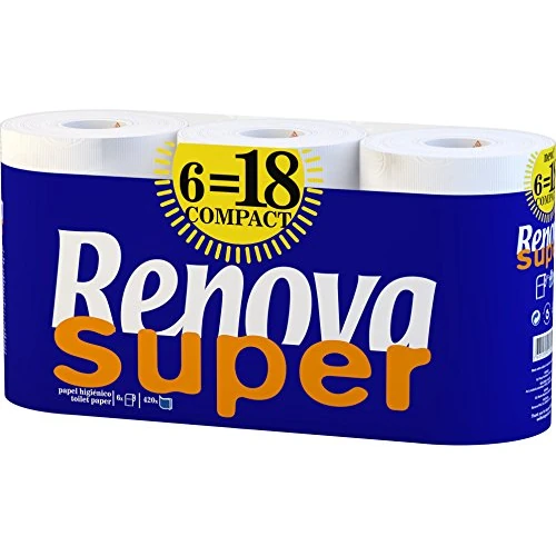 Renova Lot de 6 rouleaux de papier toilette Super Blanc