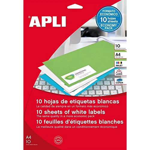 Offerta a tempo: APLI Etichette stampabili Adesivo permanente Aderenza permanente 10 hojas bianco - 0.00% da 4.44 € a 4.44 €