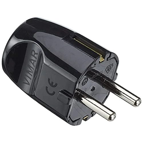 Vimar RI.00230N Spina (grande) 16 A 250 V~, standard tedesco SCHUKO, uscita cavo assiale, nero