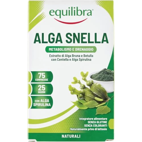 Offerta a tempo: Equilibra Integratori Alimentari, Alga Snella, a Base di Estratto di Alga Bruna e Betulla con Centella a Alga Spirulina, Favorisce il Drenaggio dei Liquidi e il Metabolismo, 75 compresse - 39% da 7.29 € a 4.48 €