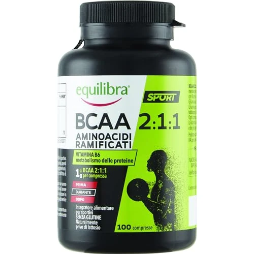 Offerta a tempo: Equilibra Integratori Alimentari, Aminoacidi Ramificati, Integratore per Sportivi, a Base di Aminoacidi a Catena Ramificata (BCAA), con Vitamina B6, 100 Compresse - 30% da 19.99 € a 13.99 €