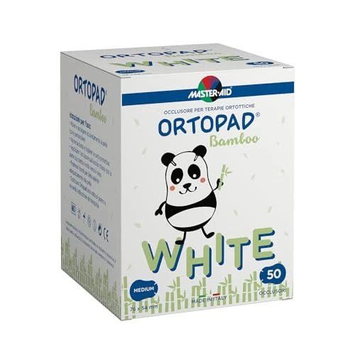 Offerta a tempo: MASTER AID Ortopad White Medium - Cerotti Oculari per Bambini - Cerotto Occlusore Occhio Bambini per il Trattamento di Occhio Pigro e Strabismo - 1 Confezione da 50 Pezzi - 7,6 x 5,4 cm - 0% da 20.87 € a 20.87 €