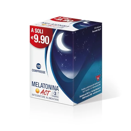 Offerta a tempo: Melatonina Act + 3 Complex, Integratore Alimentare a Base di Melatonina 1MG + 3 Complex — 18% da 7,42 € a 6,12 €